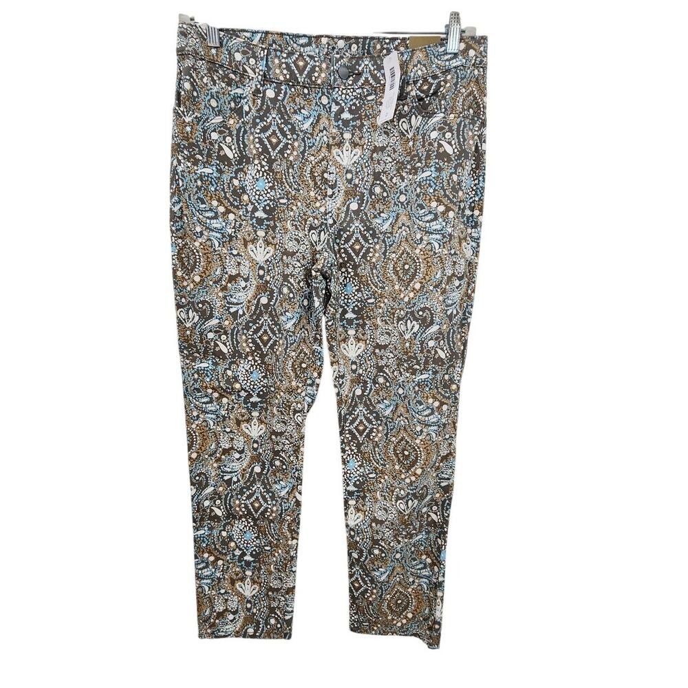 New NWT Chico's Dotty Damask‎ Taupe Girlfriend Ankle Jeans Size 2 L 12